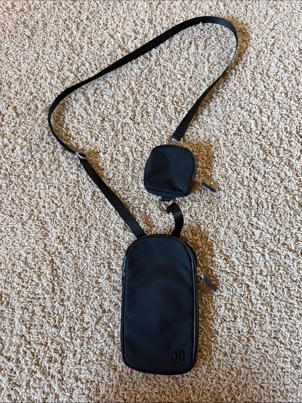 lululemon athletica Black Crossbody Phone Pouch with Detachable Mini Zip Case